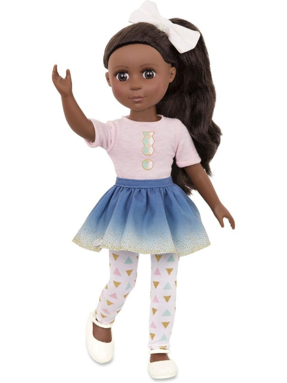 Poseable 14-Inch Fashion Doll with Brown Hair - Glittery Outfit & Accessories